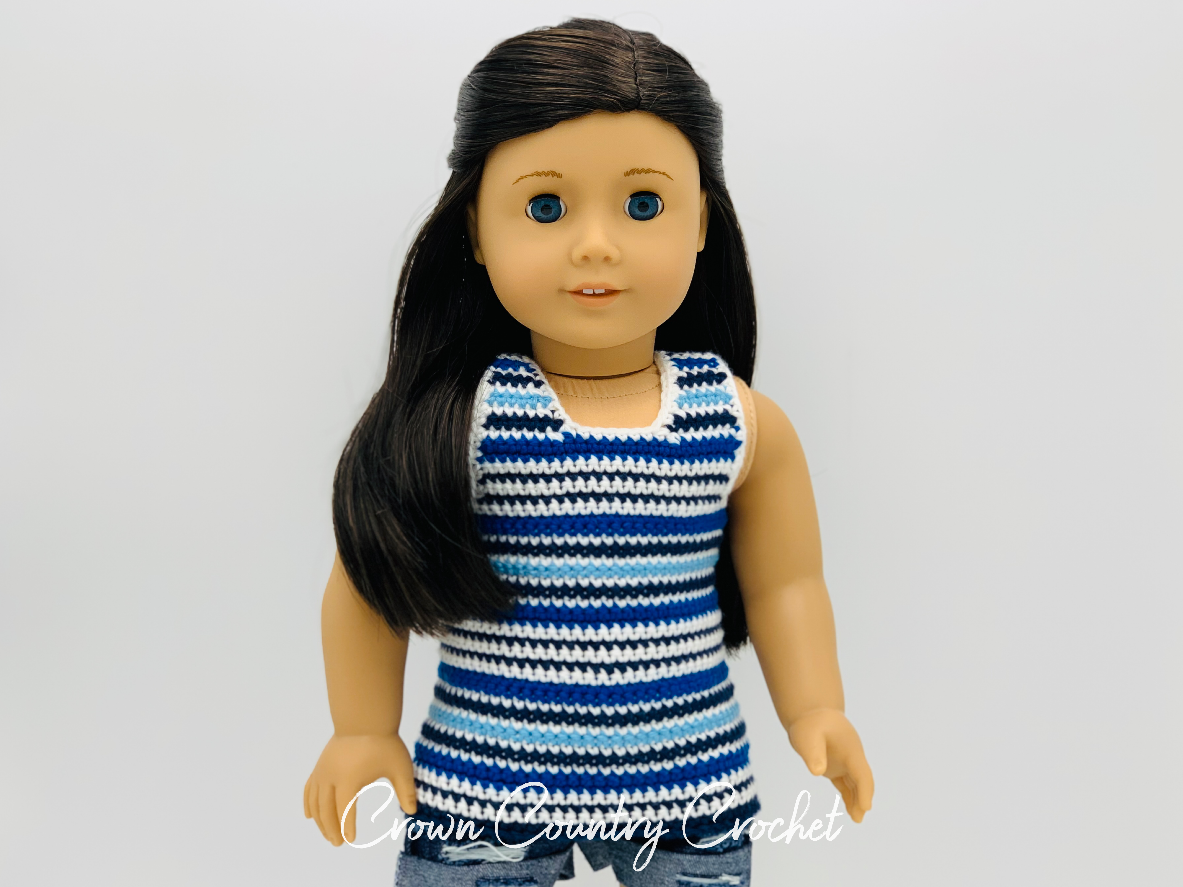 Striped Tank Top Crochet Pattern for American Girl and 18″ Dolls