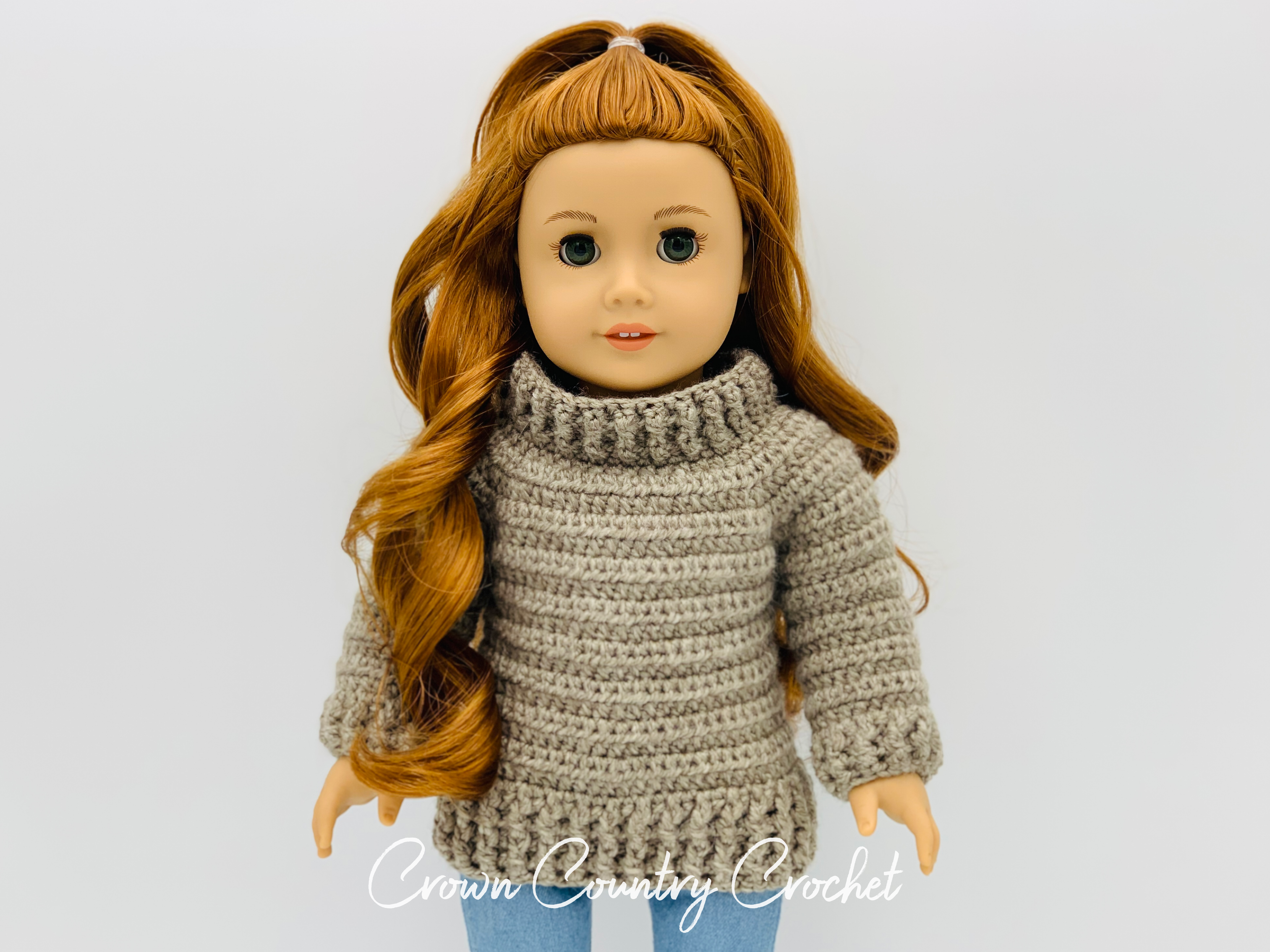 Cowl Neck Sweater Crochet Pattern for American Girl and 18″ Dolls